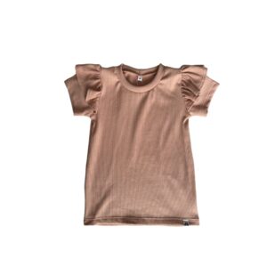 Ruffle shirt korte mouw - Nude rib