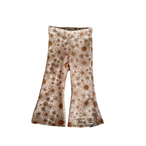 Flared broekje - Flowers Beige