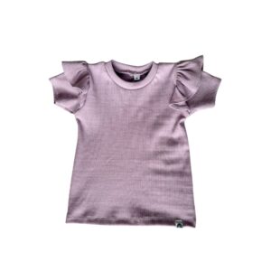 Ruffle shirt korte mouw - Lila rib
