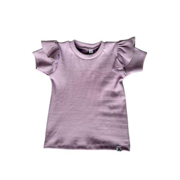 Ruffle shirt korte mouw - Lila rib